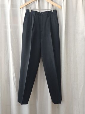 Vintage Guy Laroche Boutique Black 100% Wool Pleated Tapered Trousers Framce